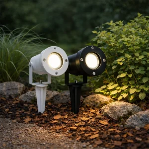 Faretto con picchetto da esterno LED GU10 IP65 – Bianco e Nero
