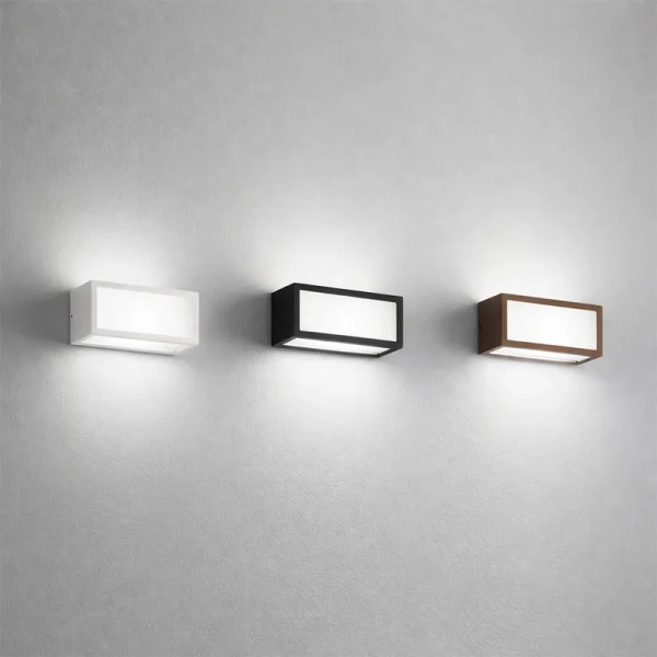 Applique LED da esterno rettangolare E27 220V IP65 - Bianco, nero, corten