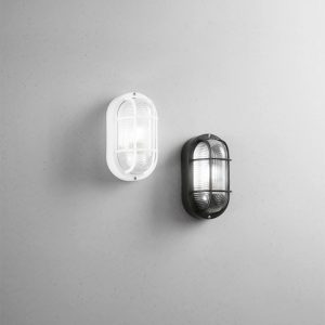 Applique LED Turtle E27 IP54 con diffusore in vetro - Bianco, nero