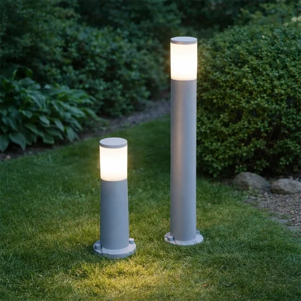 Lampione LED da giardino E27 AMELIA IP55 – Grigio – H400mm, H800mm