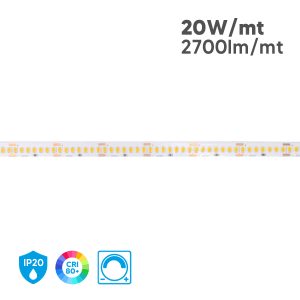 Striscia LED 20W/mt 2700lm/mt 24V IP20 10mt - 3000K, 4000K, 6500K
