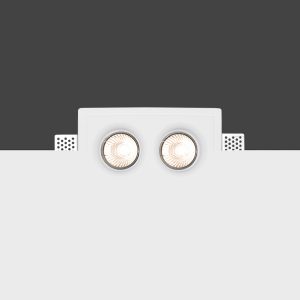 Portafaretto da incasso in gesso - Doppio tondo con alette regolabili - GU10 IP20