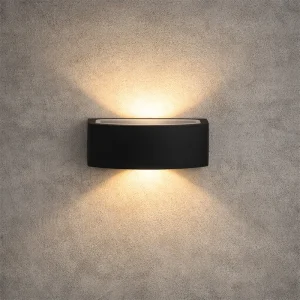 Applique da Muro Rettangolare Biemissione E27 IP44 Nera installato su muro