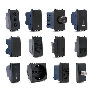 Interruttori, deviatori, frutti NERI compatibili con serie Arké