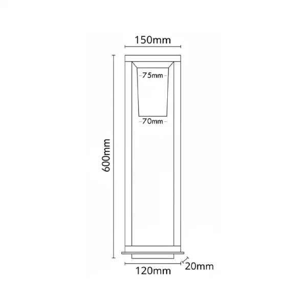 Lampione da Giardino E27 H60cm IP65 dimensioni