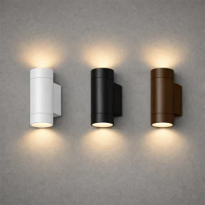 Applique da esterno cilindrico biemissione GU10 IP65 - Bianco, nero, corten